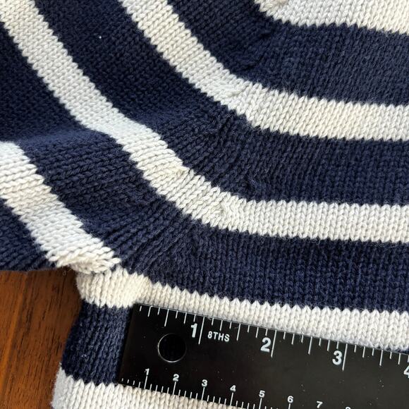 GAP 24/7 Split Hem Turtleneck Sweater Navy White Striped Cottage Sailing Size XL - Picture 8 of 9